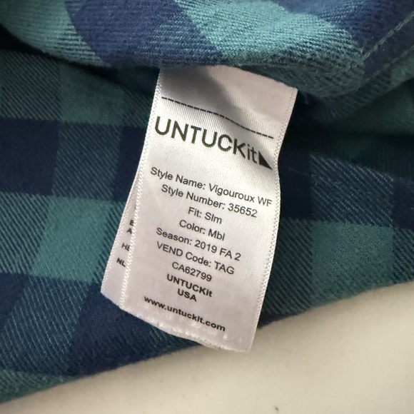 UNTUCKit Vigouroux Double Pocket Button Up Flannel Shirt Mens XL Slim Fit Cotton - Picture 8 of 8